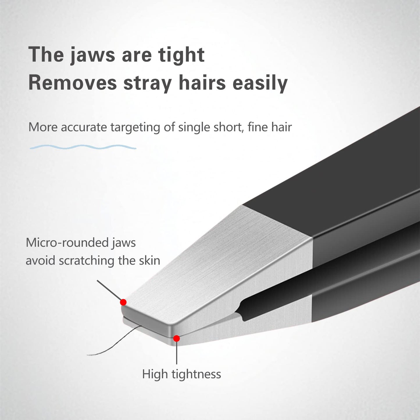 4 in 1 Tweezers Set, High Precision Stainless Steel Eyebrow Tweezers for Facial Hair, Inward Growing Hair and Splinter Remover Kit, Suitable for Women and Men, 4-Piece Set. (Black)