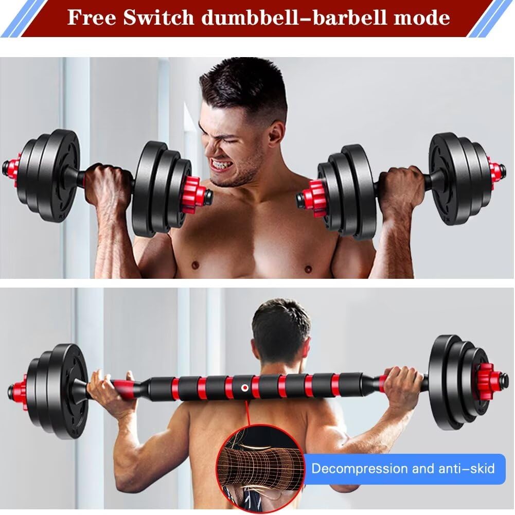 Adjustable-Dumbbells-Sets,Free Weights-20lb(10lb*2) Dumbbells Set of 2 Convertible To Barbell