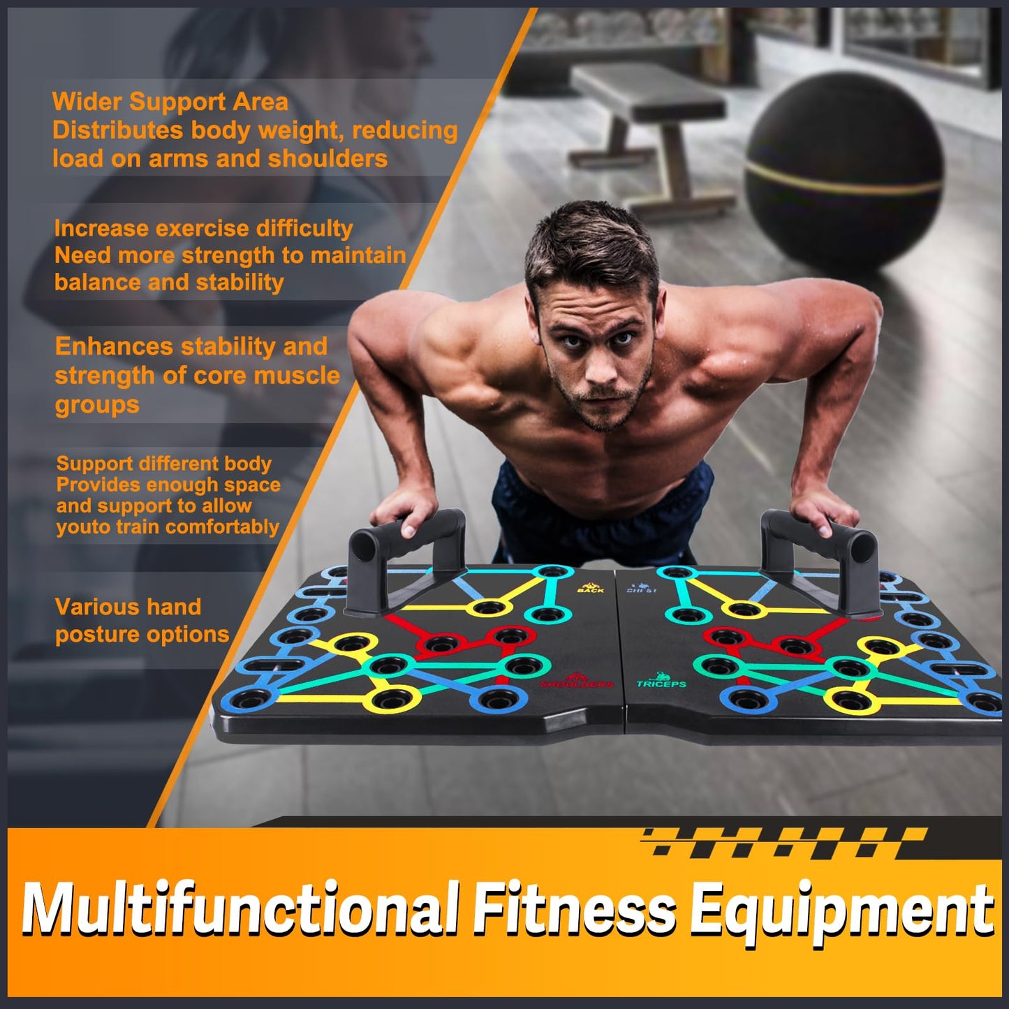 Push Up Board –Push- Ups Portable Multi-Function Foldable Push Up Bar, Easy to Use Push up Handle