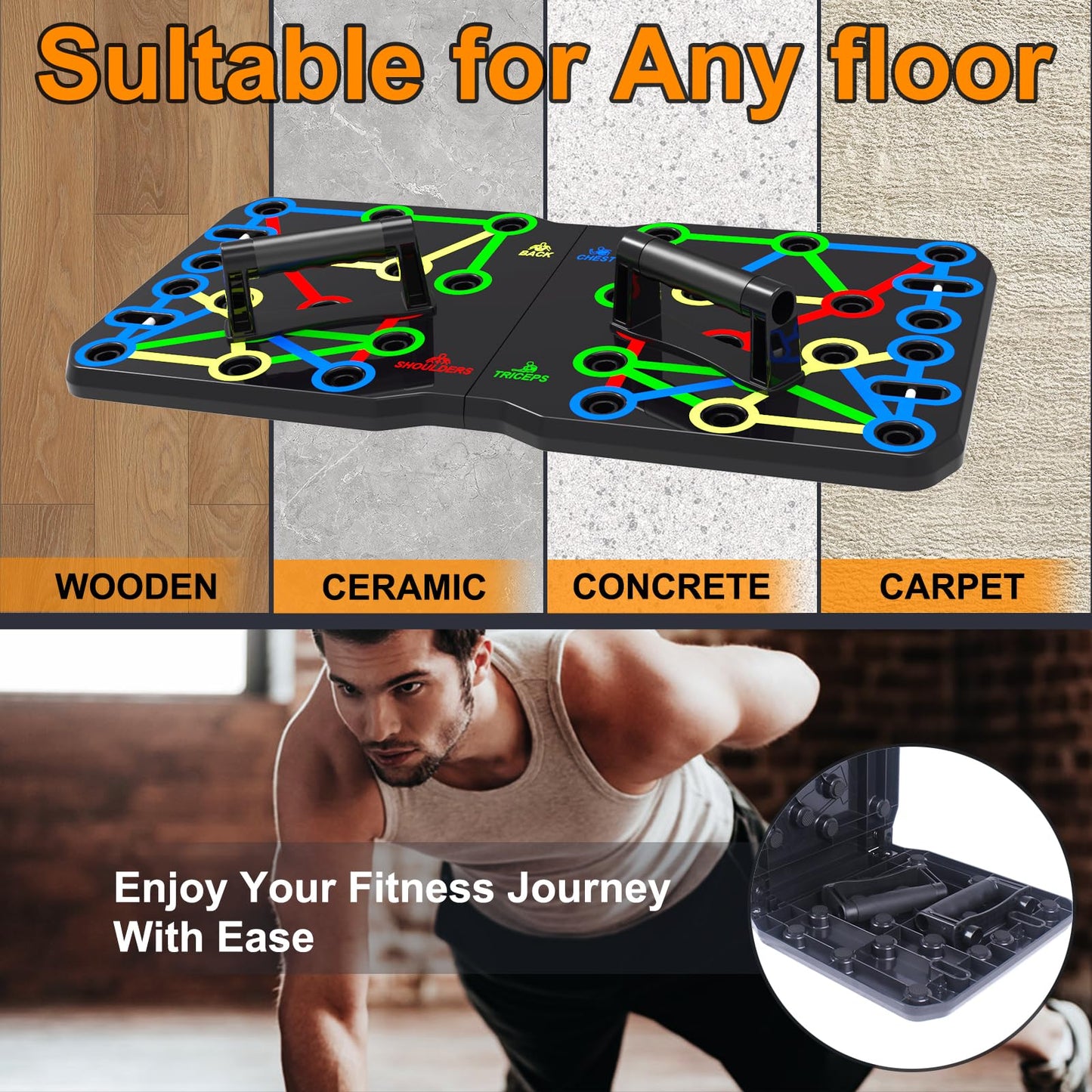 Push Up Board –Push- Ups Portable Multi-Function Foldable Push Up Bar, Easy to Use Push up Handle