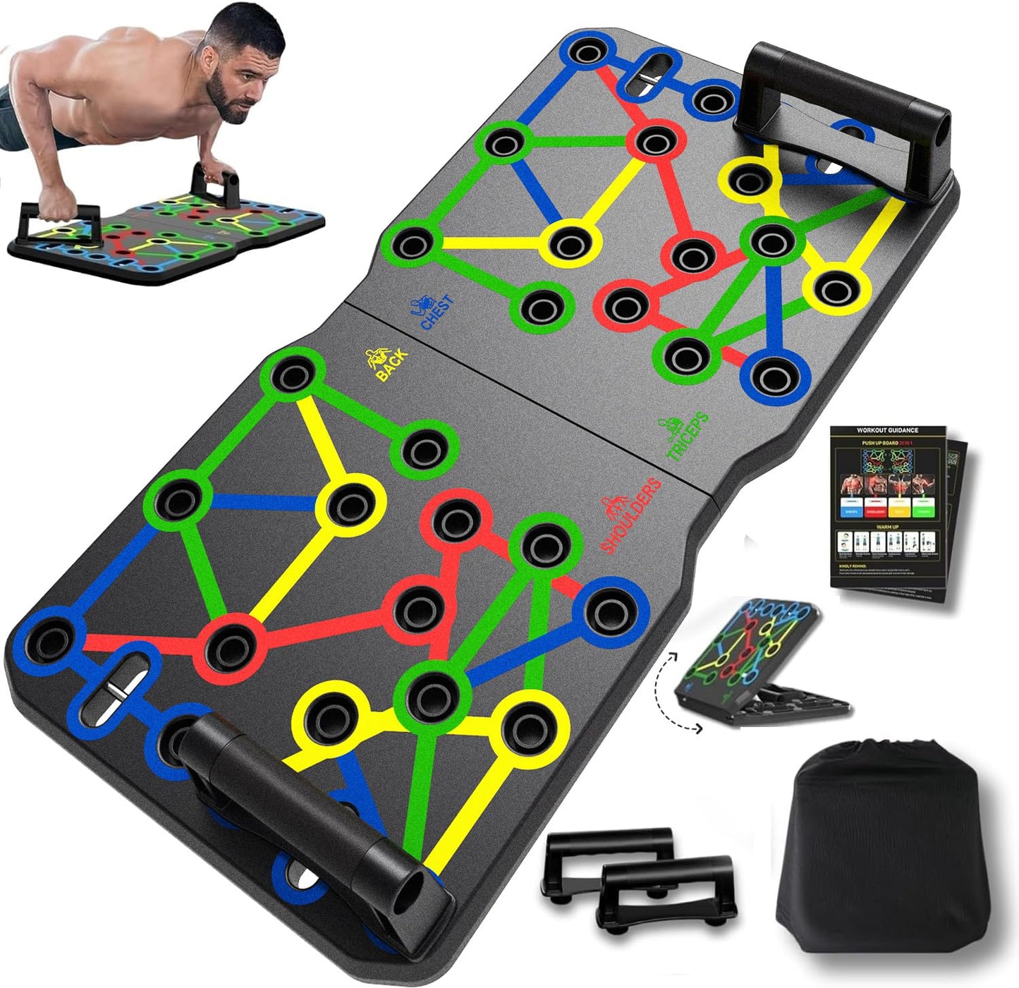 Push Up Board –Push- Ups Portable Multi-Function Foldable Push Up Bar, Easy to Use Push up Handle