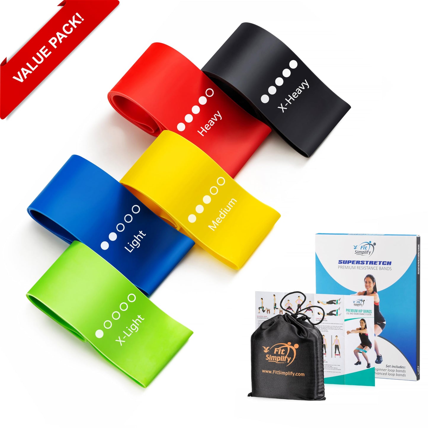 Resistance Loop Exercise Bands Set of 5